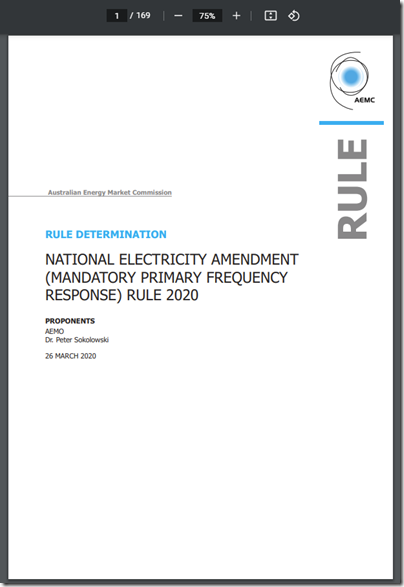 2020-03-26-AEMC-PrimaryFrequencyResponse