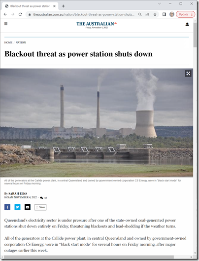 2022-11-04-theAustralian-BlackoutThreatAsPowerStationShutsDown