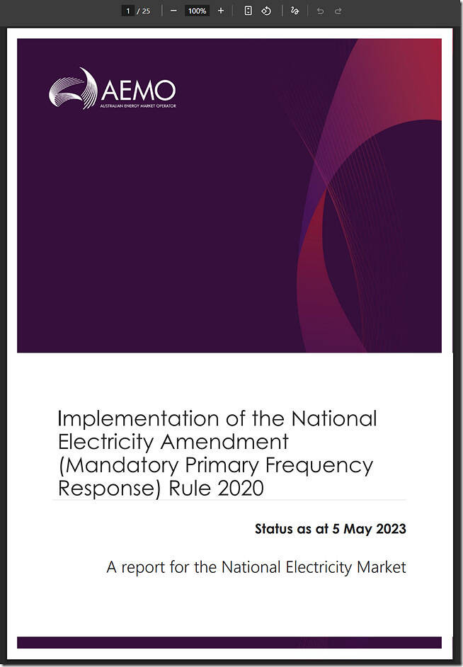 2023-05-05-AEMO-ImplementingPFR-StatusUpdate