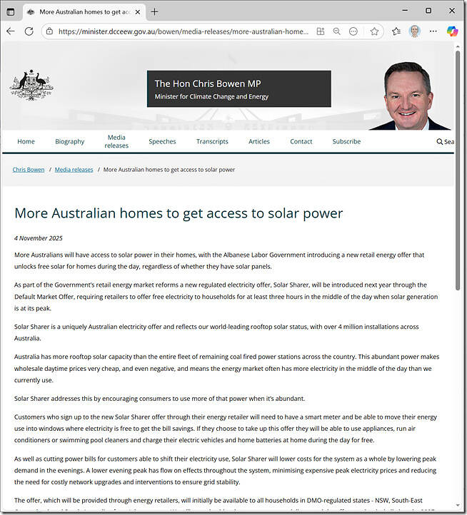 2025-11-04-ChrisBowen-MediaRelease-3HoursFreePower